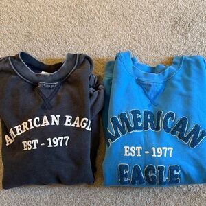 American Eagle Outfitters Crew Neck Sweaters - Dark Gray and Bright Blue